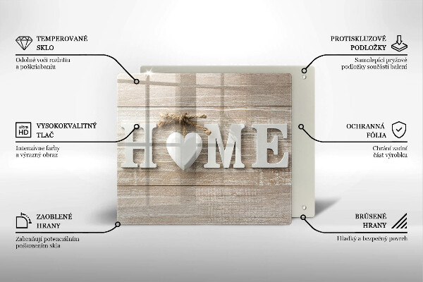 Osłona ściany przy kuchence gazowej Deski i napis Home