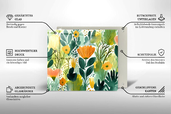 Osłona ściany przy kuchence gazowej Malowane kwiaty