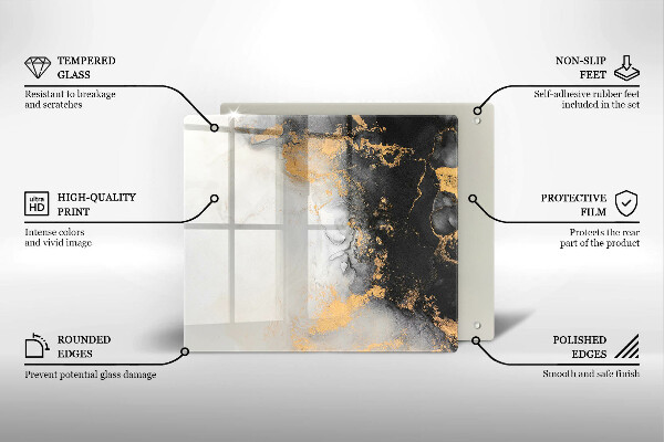 Osłona ściany przy kuchence gazowej Abstrakcja ze złotem