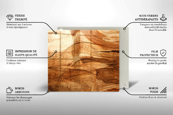 Płyta ochronna na kuchenkę Drewniana tekstura deski