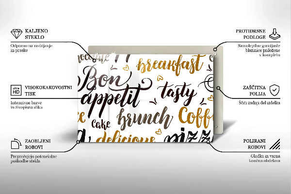 Osłona na płytę indukcyjną Napisy Bon appetit