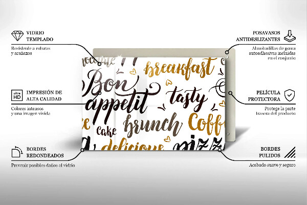 Osłona na płytę indukcyjną Napisy Bon appetit