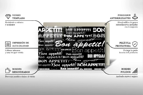 Osłona na płytę indukcyjną Kuchnia napisy Bon appetit