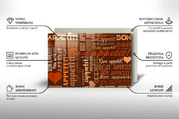 Osłona na płytę indukcyjną Napisy Bon appetit