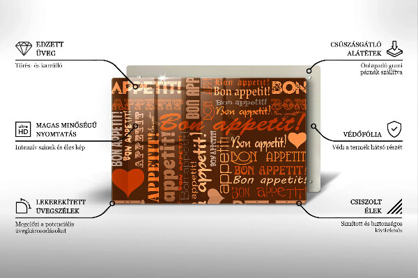 Osłona na płytę indukcyjną Napisy Bon appetit