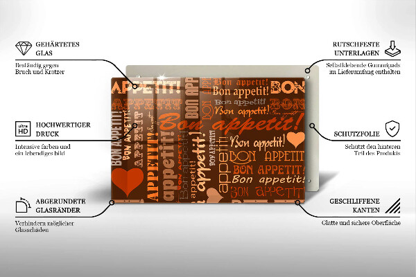 Osłona na płytę indukcyjną Napisy Bon appetit