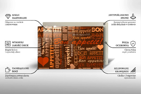 Osłona na płytę indukcyjną Napisy Bon appetit