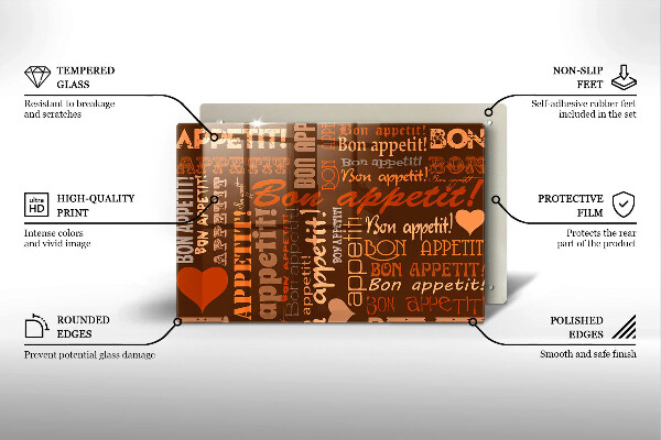 Osłona na płytę indukcyjną Napisy Bon appetit