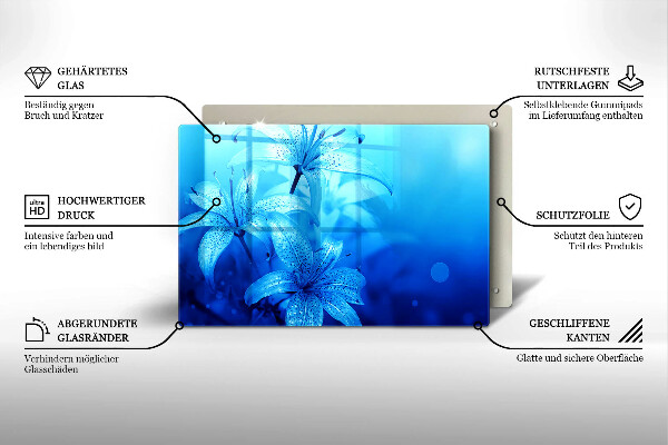Osłona płyty indukcyjnej Błękitne kwiaty