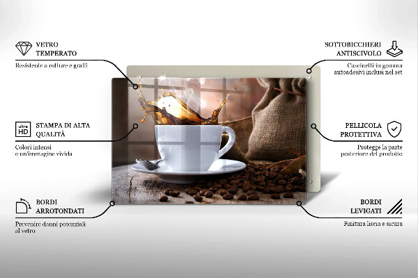 Osłona na płytę indukcyjną Filiżanka i ziarna kawy