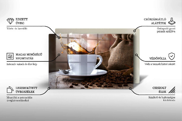 Osłona na płytę indukcyjną Filiżanka i ziarna kawy