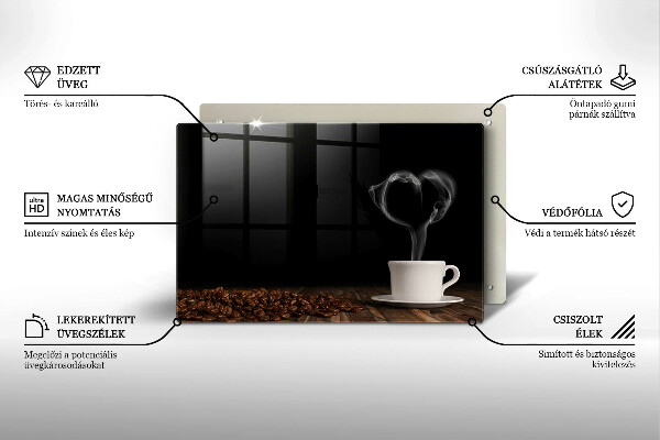 Osłona na płytę indukcyjną Kawa filiżanka serce