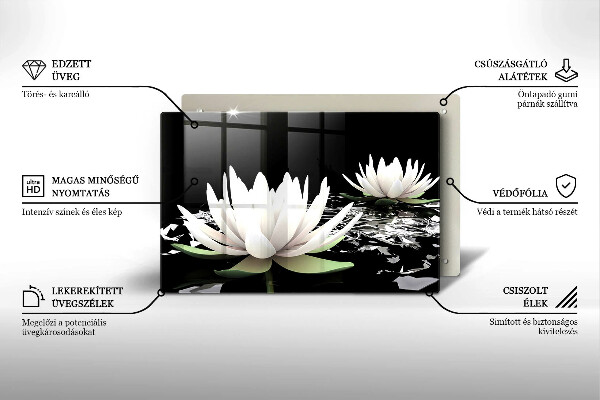 Osłona na płytę indukcyjną Białe lilie na wodzie