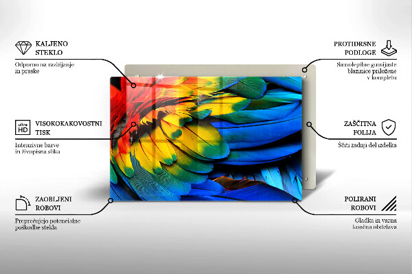 Osłona na ścianę do kuchni Barwne pióra papugi