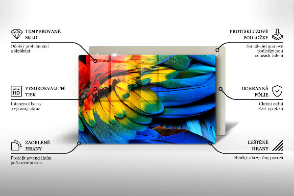 Osłona na ścianę do kuchni Barwne pióra papugi