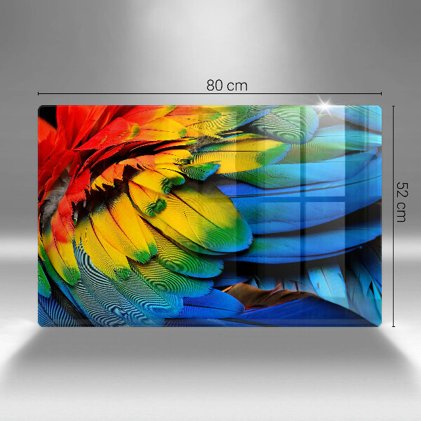 Osłona na ścianę do kuchni Barwne pióra papugi