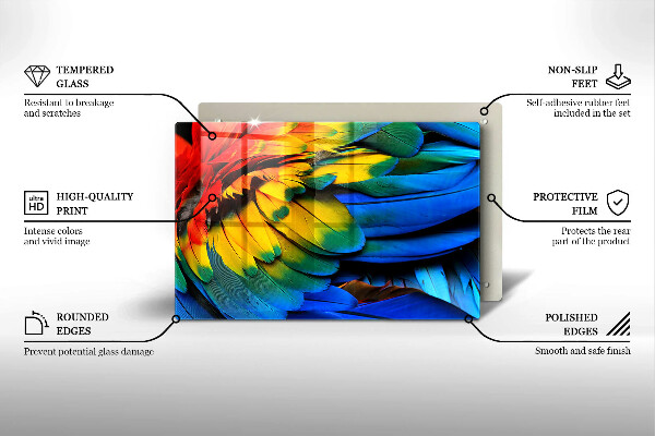 Osłona na ścianę do kuchni Barwne pióra papugi