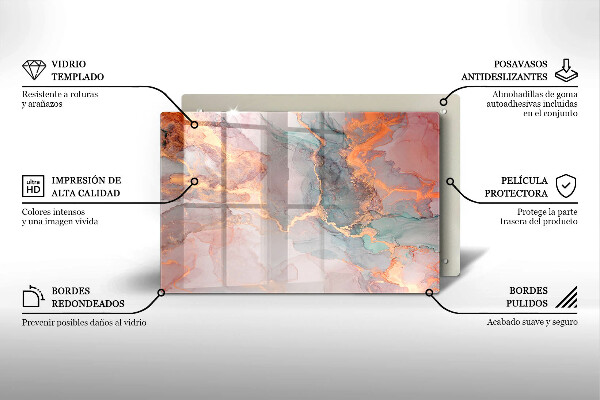 Osłona na płytę indukcyjną Marmur ze złotem
