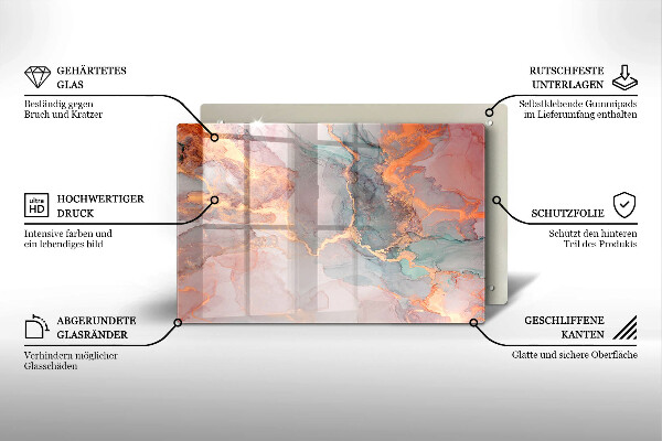 Osłona na płytę indukcyjną Marmur ze złotem