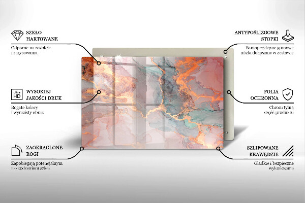 Osłona na płytę indukcyjną Marmur ze złotem