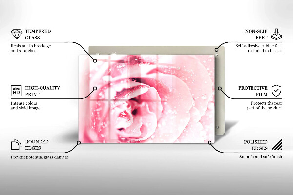Osłona na płytę indukcyjną Krople rosy i kwiat róży