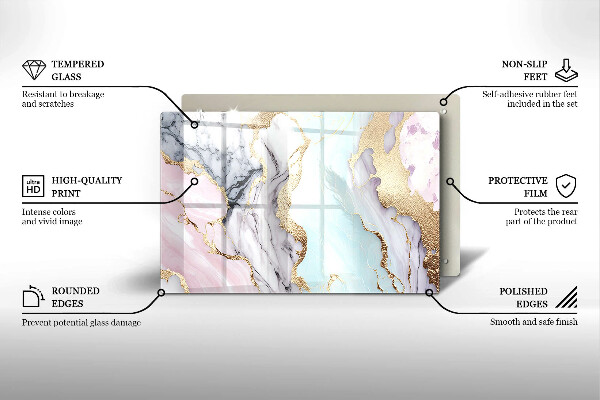 Osłona na płytę indukcyjną Pastelowy marmur