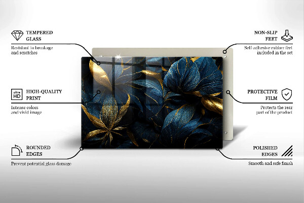 Osłona na płytę indukcyjną Ozdobne liście ze złotem