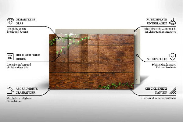 Osłona na płytę indukcyjną Drewniane deski i liście