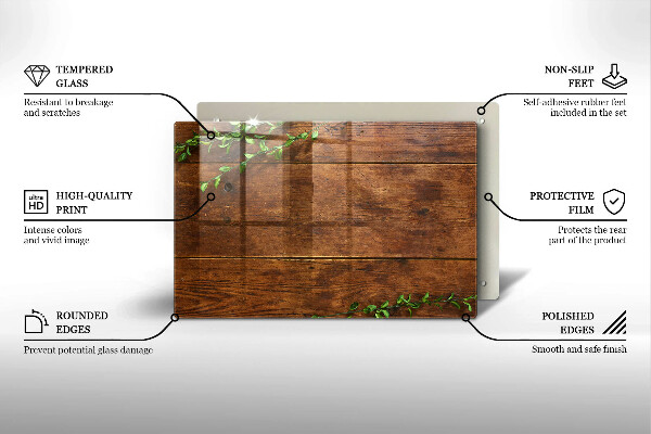 Osłona na płytę indukcyjną Drewniane deski i liście