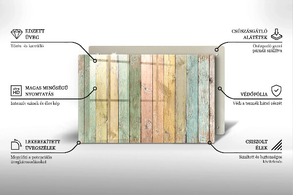 Osłona na płytę indukcyjną Kolorowe deski vintage