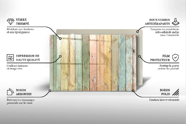 Osłona na płytę indukcyjną Kolorowe deski vintage