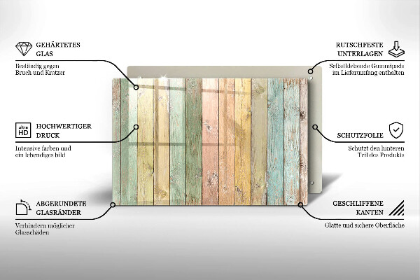 Osłona na płytę indukcyjną Kolorowe deski vintage