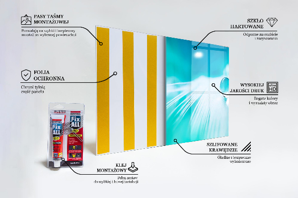 Panel szklany do kuchni Rosa na Delikatnym Piórze
