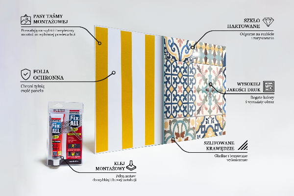 Szkło ozdobne do kuchni Portugalska Mozaika Ornamenty
