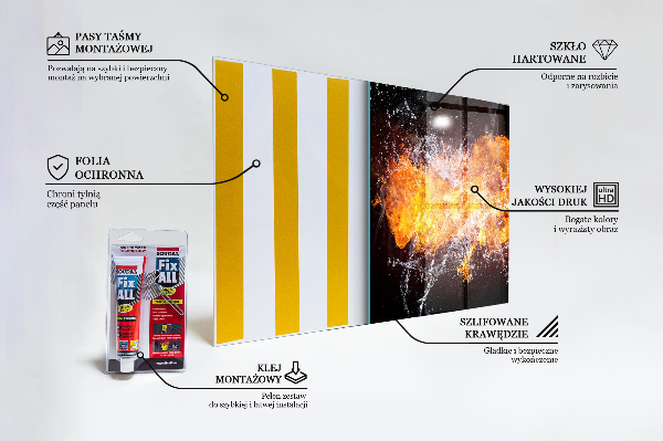 Panel szklany do kuchni Walka żywiołów Ogień Woda