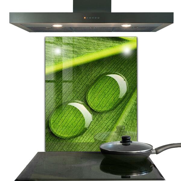 Panel szklany do kuchni Kropla Rosy na Liściu