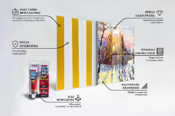 Panel szklany do kuchni Zimowy Park Malarstwo Akrylowe