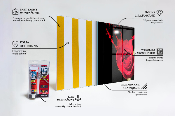Szklany panel do kuchni Czerwona Róża Abstrakcja