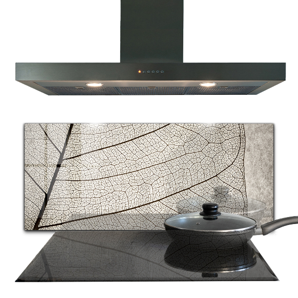 Szklany panel do kuchni Tekstura Liścia Sepia