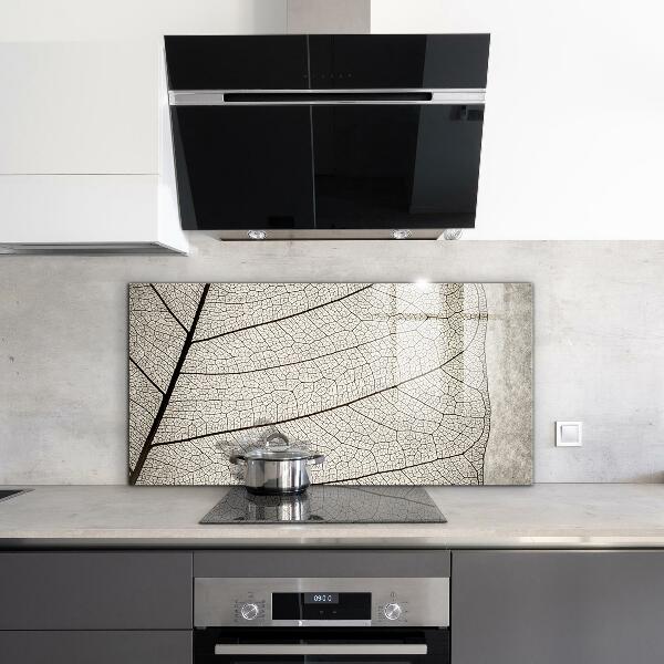 Szklany panel do kuchni Tekstura Liścia Sepia