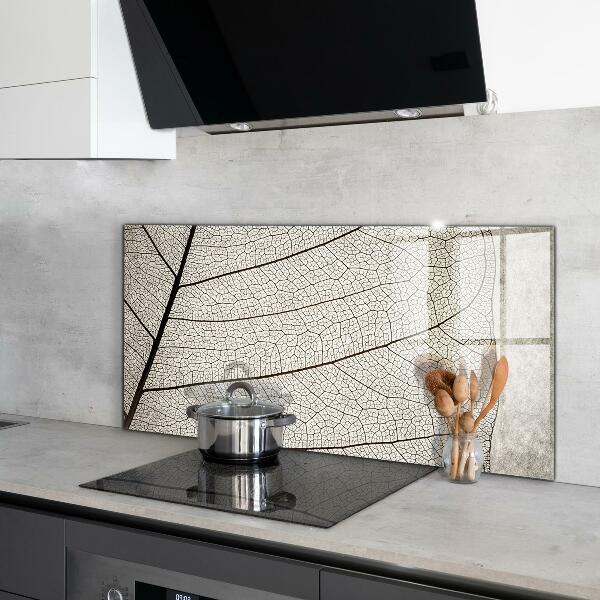 Szklany panel do kuchni Tekstura Liścia Sepia