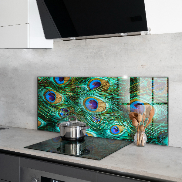 Szkło do kuchni na ścianę Pawie Pióra Piękna Natura