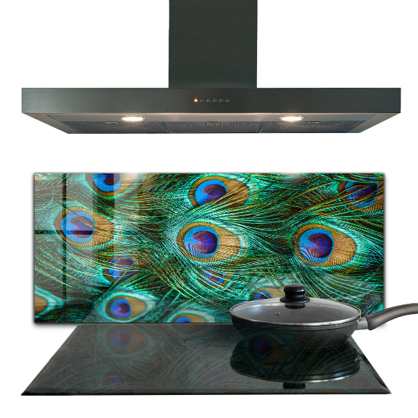 Szkło do kuchni na ścianę Pawie Pióra Piękna Natura