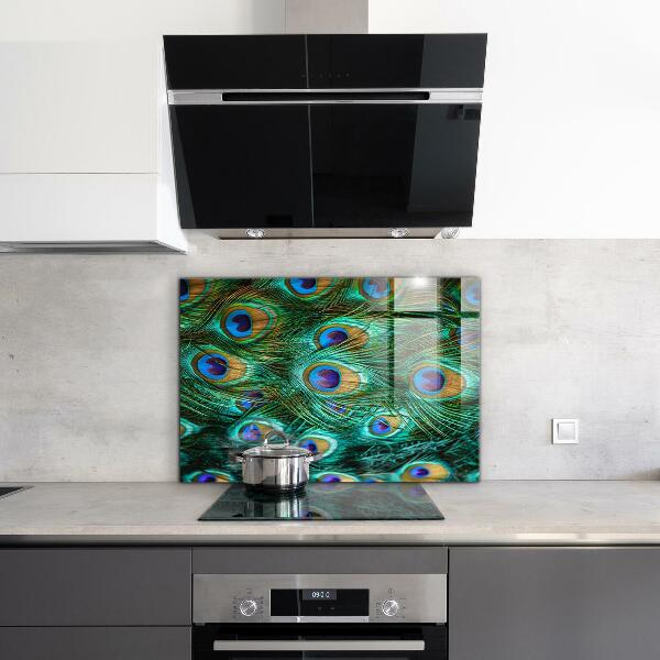 Szkło do kuchni na ścianę Pawie Pióra Piękna Natura