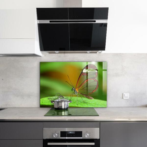 Panel szklany do kuchni Motyl na Liściu