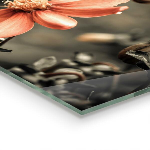 Szklany panel do kuchni Pąk Kwiatu Vintage