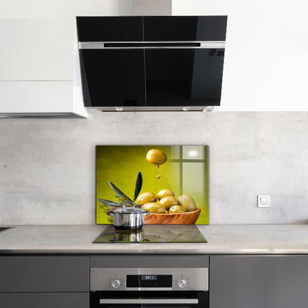 Panel szklany do kuchni Zielone Świeże Oliwki