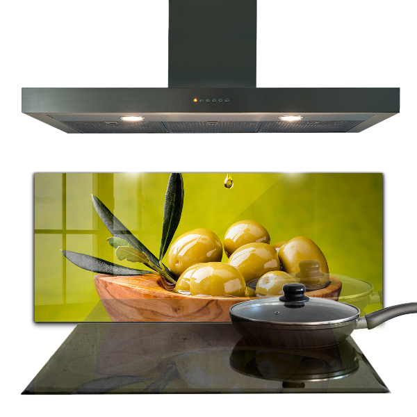 Panel szklany do kuchni Zielone Świeże Oliwki