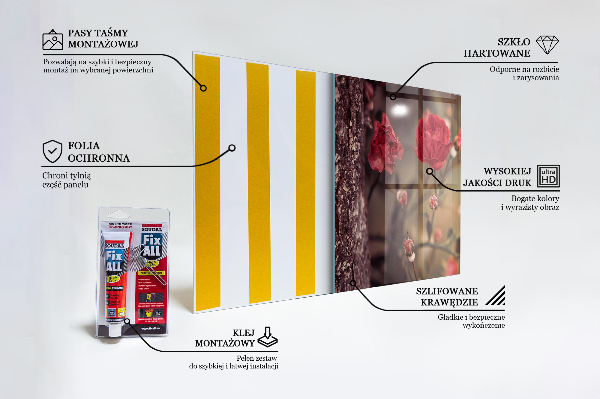 Szklany panel do kuchni Dzika Róża w Parku