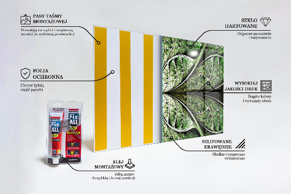 Panel szklany do kuchni Abstrakcyjny Zielony Liść